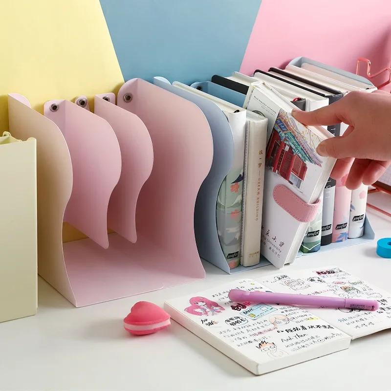 Adjustable Iron Desktop Bookends - Non-Slip Book Stand & Rack, Artistic Shelf Holder for School Stationery & Office Accessories