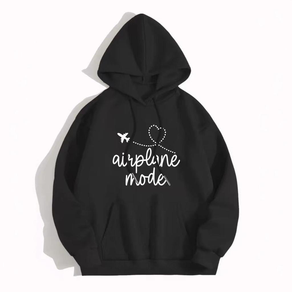 Ladies Spring Autumn Casual Hooded Long Sleeve Big Pocket Love Heart Letter Printed Pullover Hoodies Sweatshirt Top
