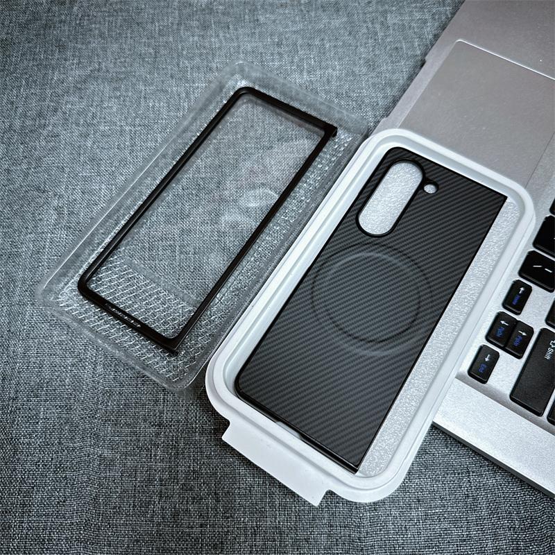 For Samsung Galaxy Z Fold 7 Case Hard Stand Carbon Fiber Magnetic Wireless Charging Protect Back Cover For Samsung Z Fold7 6 5 4
