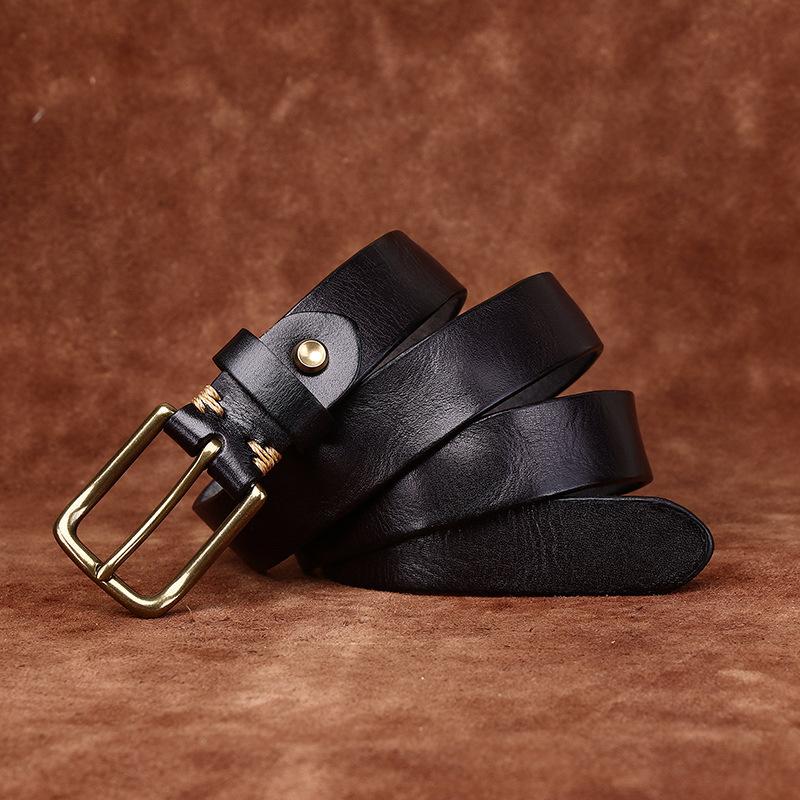 

Washed Retro Old Pleated First Layer Cowhide Belt Women S Genuine Leather Copper Buckle Trendy Casual Jeans Women S Belt 90CM