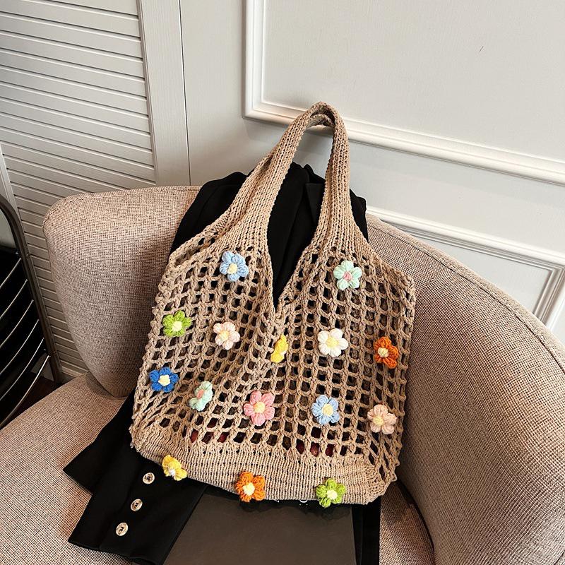 

Yogodlns Hollow Solid Flowers Shoulder Bag Fabric Lace Women s Bags High Quality Versatile High Quality New Soft Women s Handbags 39x2x31cm хакі