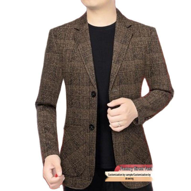 Men's Versatile Plaid Business Suit Jacket for Spring & Autumn
