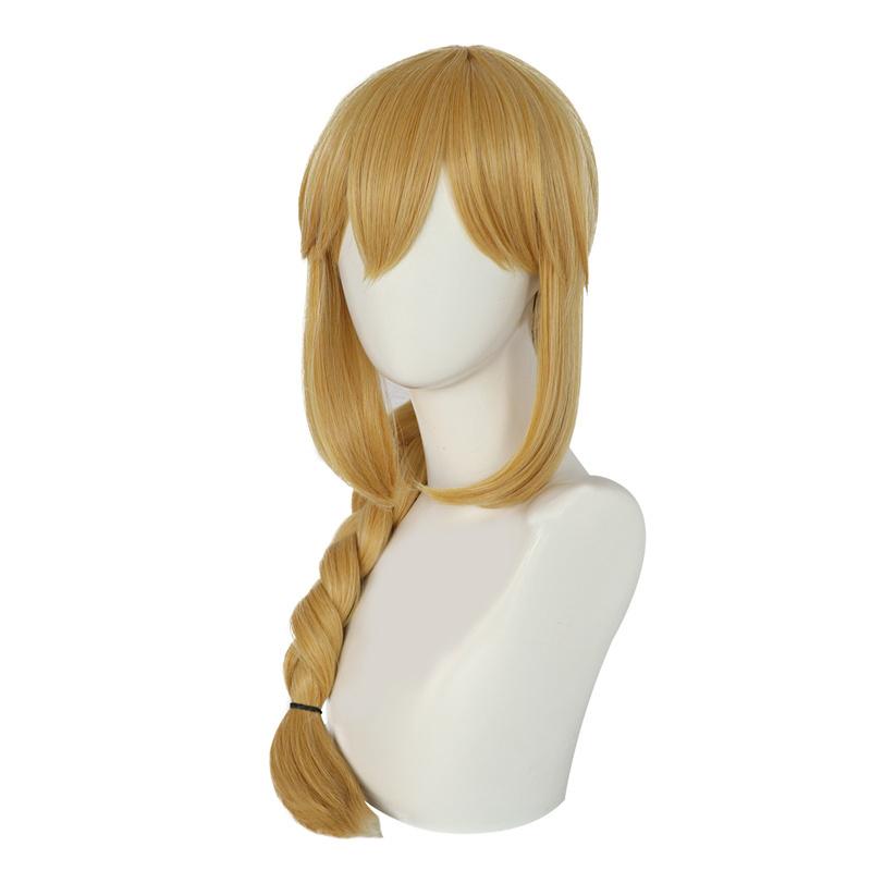 Premium Synthetic Applejack Wigs for Women Blonde Color Long Straight Hair Braided Wig with Bangs Pony Applejack Cosplay Costume