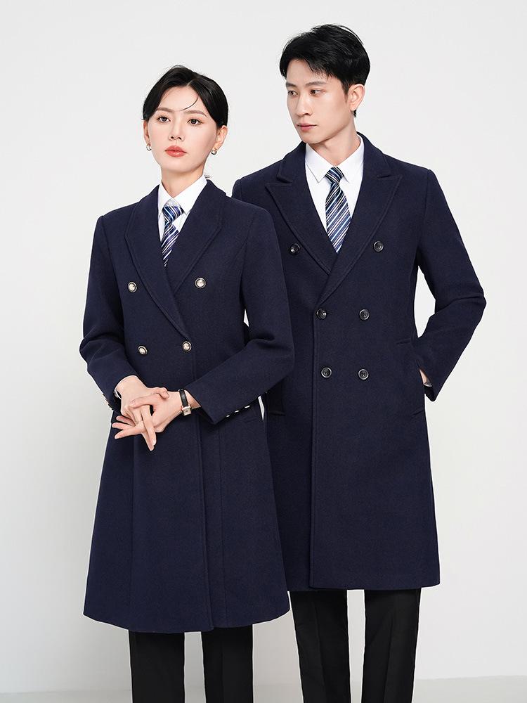 

Unisex Mid-Length Woolen Professional Overcoat - Ideal for Hotel, Store, or Teaching in Autumn/Winter. M