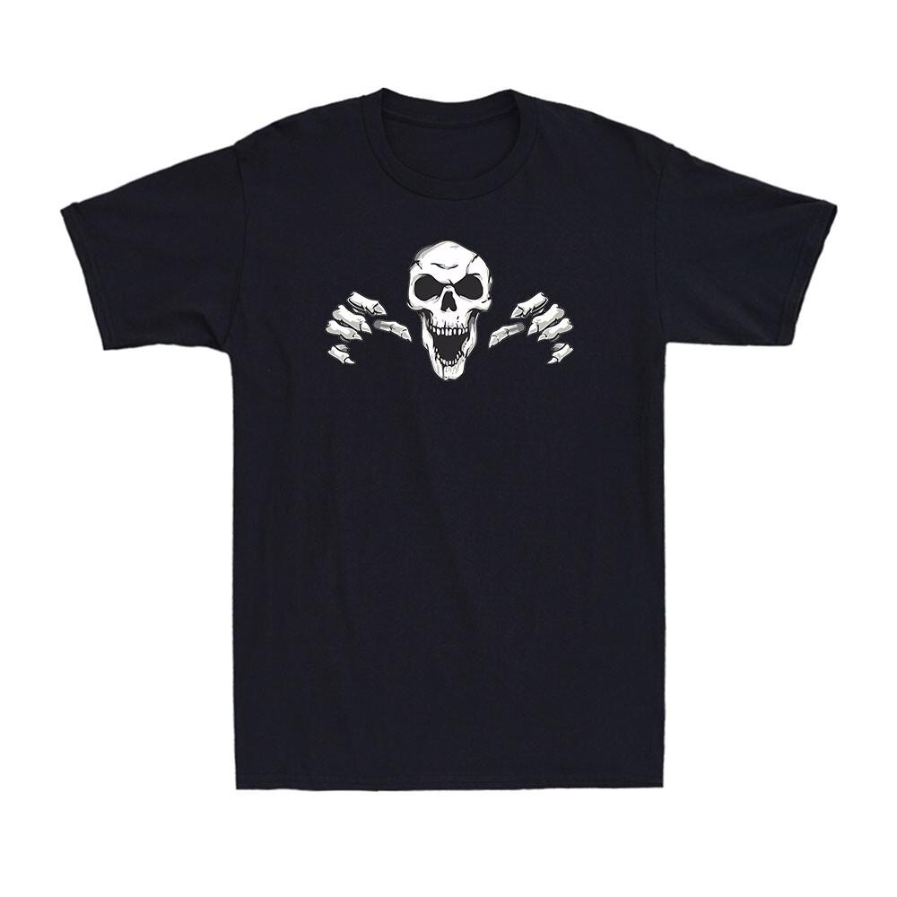 Horror Skull Laughing Skeleton Gothic Funny Gift Men s Cotton T-Shirt T-shirt S