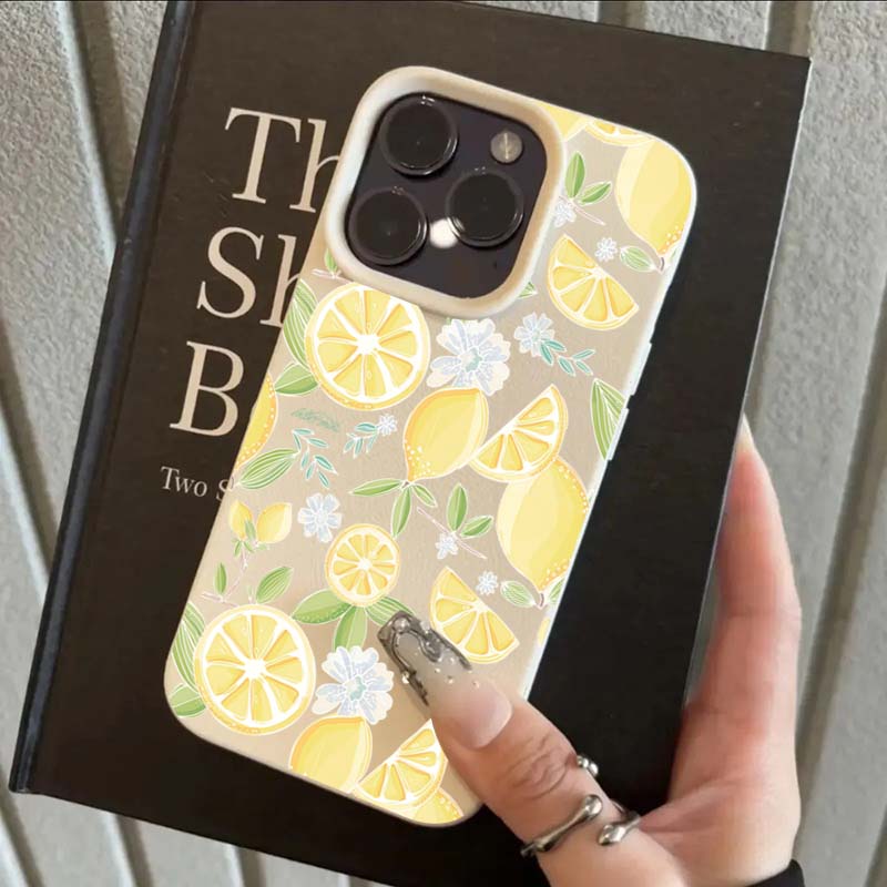 Case For iPhone 16 15 14 13 12 11 Pro Max Yellow Lemon Slice Lichee Pattern pHONE Cover For iPhone 16e XS Max X XR 16 Plus Funda