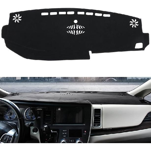Dashboard Cover Fit For Toyota Sienna 2011 2012 2013 2014 Dash Cover Mat(Premium Carpet,Black)