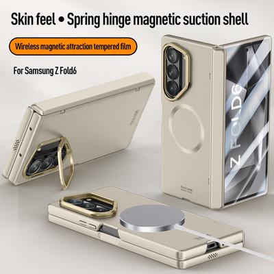Coque de téléphone avec support caché pour charnière magnétique pour Samsung Galaxy Z Fold 7 6 5G Pour Magsafe Film protecteur d'écran Couvercle antichoc