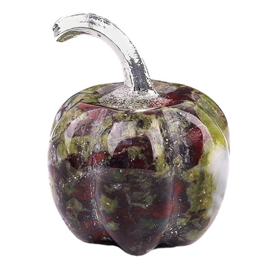 Natural Stone Pumpkin Figurine Mini Carved Gemstone Pumpkin Statue Healing Stones Ornaments for Fall Harvest Thanksgiving Halloween Home Decor