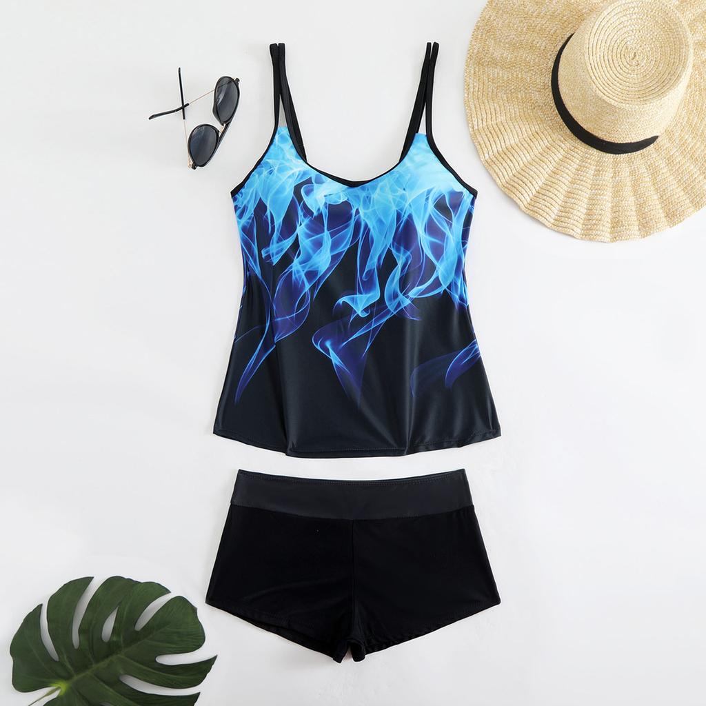 Women's Two Piece Tankini Swimsuit Set with Built-in Bra and Skirt Style Bottoms Stretchy Fabric for Comfortable Fit and Support