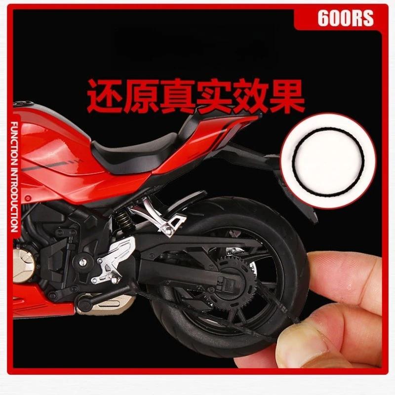 1:12 QJMOTOR 600RS Simulation Alloy QJ Motorcycle Model Exquisite Ornament Sound and Light Model Boy Toy Car Gift
