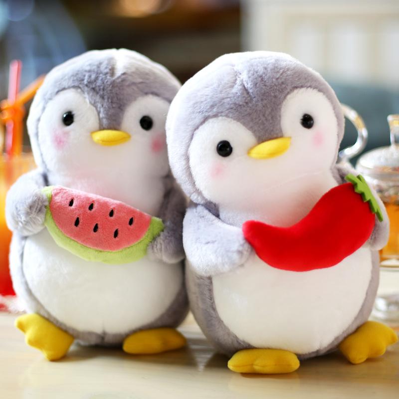 Cute Penguin Doll Plush Toy Penguin Throw Pillow Small Rag Doll Holding Fruits And Vegetables