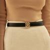 [Women's Belt][4D] Black 4D Gold Buckle Hook Cowhide Women's Belt DBBE6F778BK
