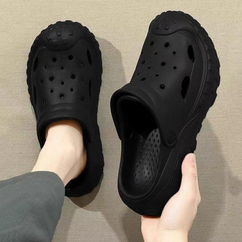 Women's Summer Baotou Half Slippers 2024: Trendy Thick-Soled, Non-Slip, Comfortable Hole Shoes