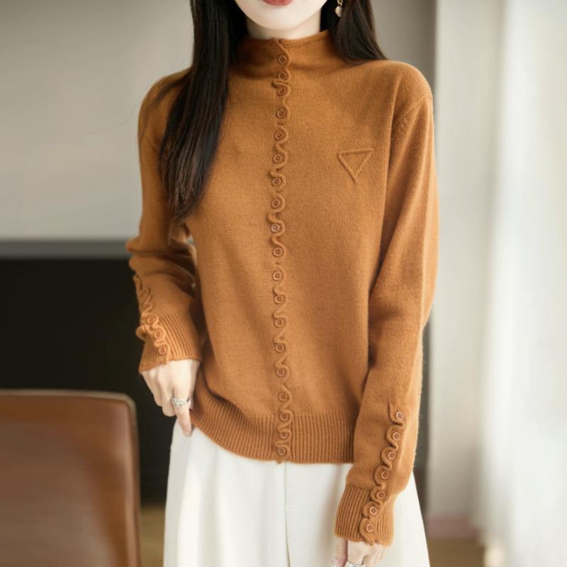 Knitted Sweater for Women Half High Neck Autumn and Winter New Thick Warm Base Sweater