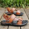 Fashion New Arrival Summer Flats Quick Dry Men's Sandals Handmade Leather Beach Shoes for Men Outdoor Sports Male Wading Aqua Footwear