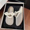 French flat-bottom bow fishing net bag head half slippers women's summer wear 2025 new one-pedal single shoes sandals