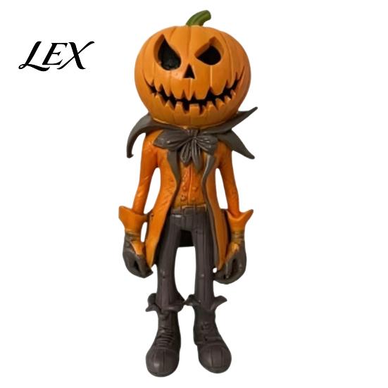 Ornamento Autunnale per la Casa Zucca Strega Statuetta, Statua Spettrale di Halloween con Lanterna, Carino Accessorio da Scrivania Vintage Gotico Resina per Tavolo Mensola