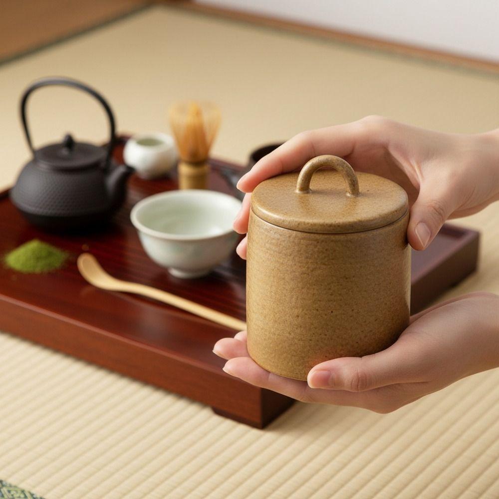 Kiln-change Glaze Vintage Ceramic Tea Jar Moisture-proof Tea Can Practical Food Container Candy