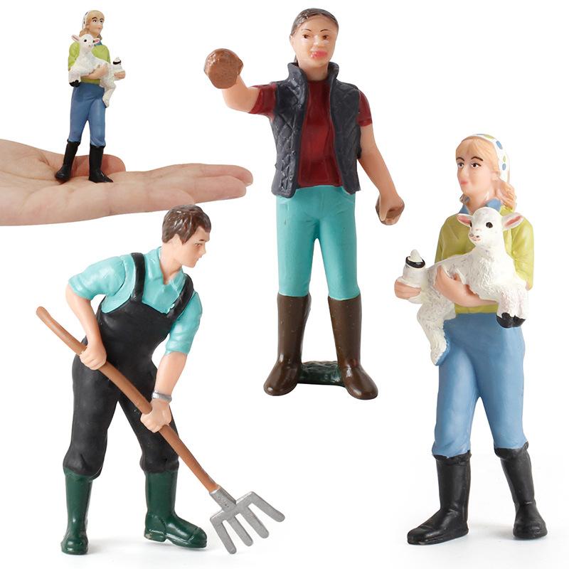 Simulation Solid Pasture Farm Plow Workers Washing Workers Farmers Women Character Model Set Toys
