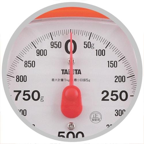 Tanita Cooking Scale, Analog, 1kg Capacity, 5g Increments, Made in Japan, Orange, 1439-OR