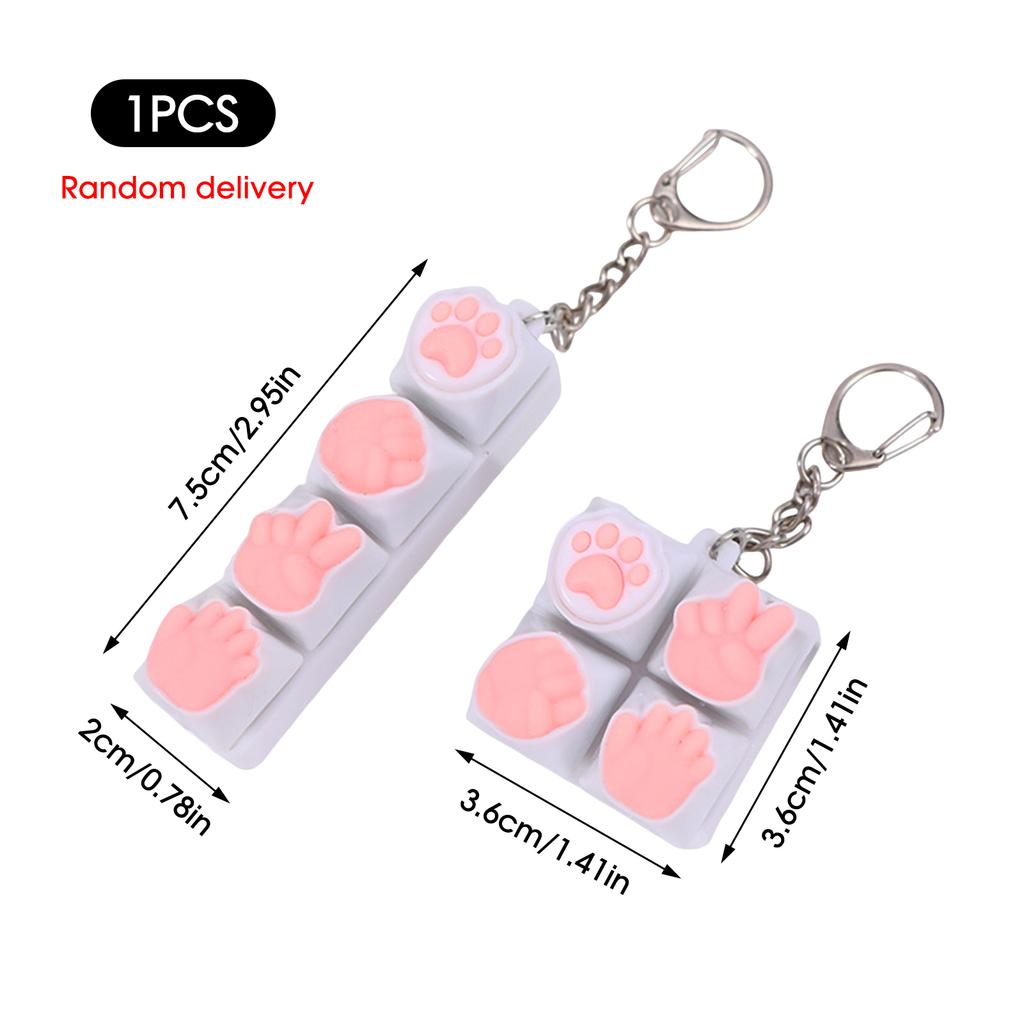Silicone Cat Paw Keychain Stress Relief Toy with Light for Keyboard Lovers Fidget Press Button Anxiety Relief