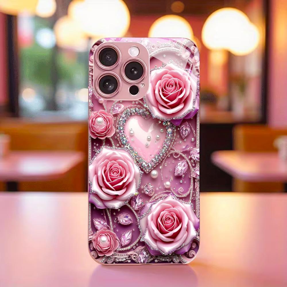 Flowers Love Madam Protect PhoneCase Glass PhoneCase for iPhone 17 16 15 14 13 12 11pm Pro Plus Dropresistant cellphone Female
