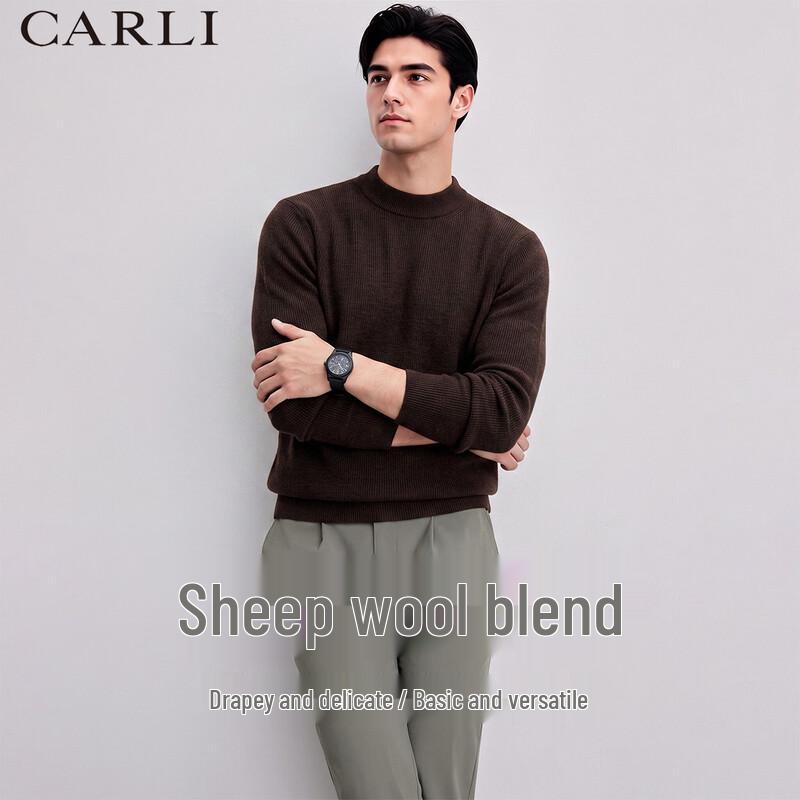 CARLI Men's Lamb Wool Blend Casual Knit Sweater
