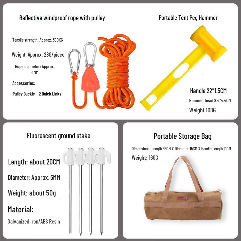 Outdoor Tent Guy Line Adjuster Kit