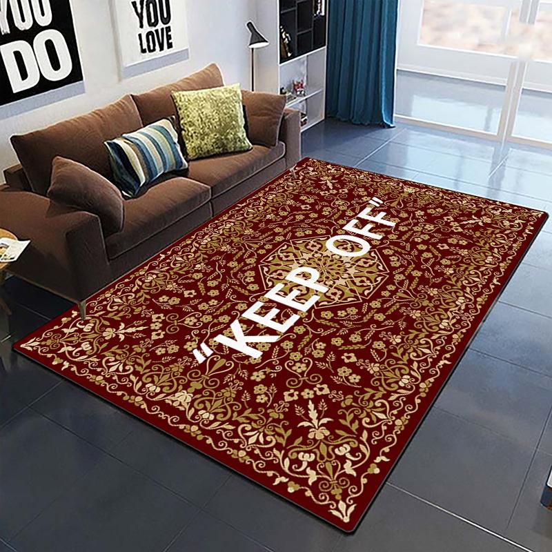 Vzor Drž se dál Dekorativní Čtvercový Koberec Moderní Dům Obývací Pokoj Podložka na Podlahu Ložnicový Koberec Umělecký Plakát Podložka Dárek pro Fanoušky Alfombra