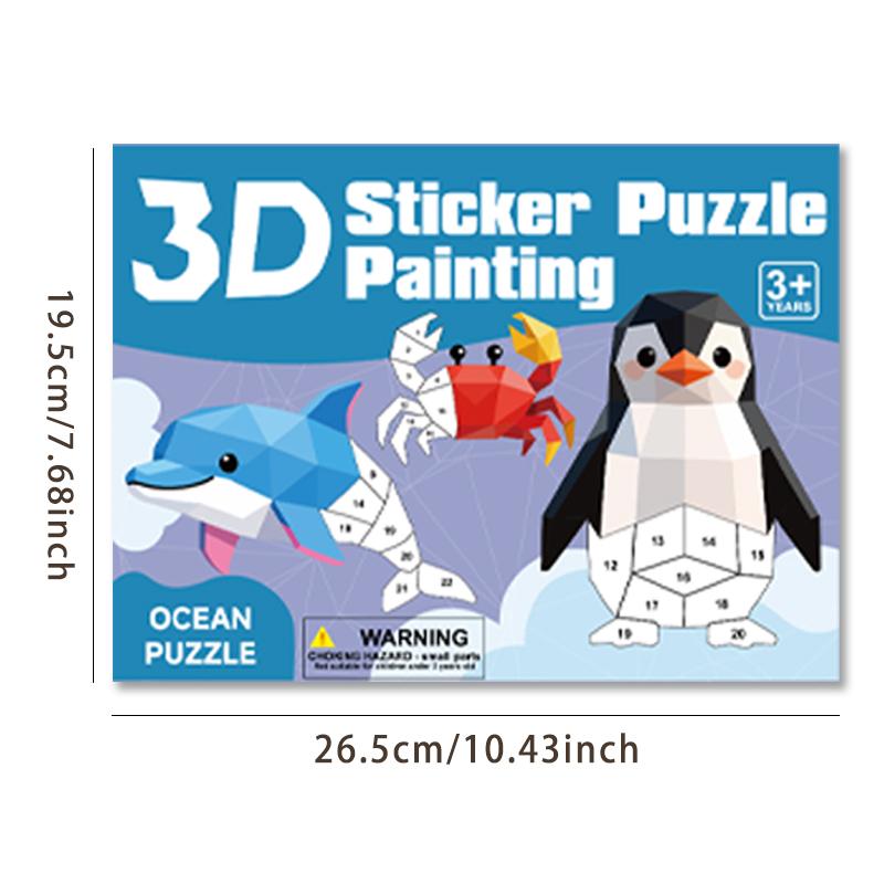 4Pcs/Set Youngsters High-Standard 3D Superior-Grade Geometric First-Class Jigsaw First-Class Puzzle High-Standard Sticker Premium-Quality