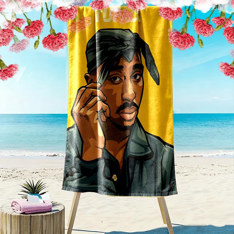 Faith Reflection: 2Pac's Spiritual Journey Beach Towel Outdoor Camping Beach Quick-drying Swim Towel Swim Absorbent Bath Towel Comfort Printing
