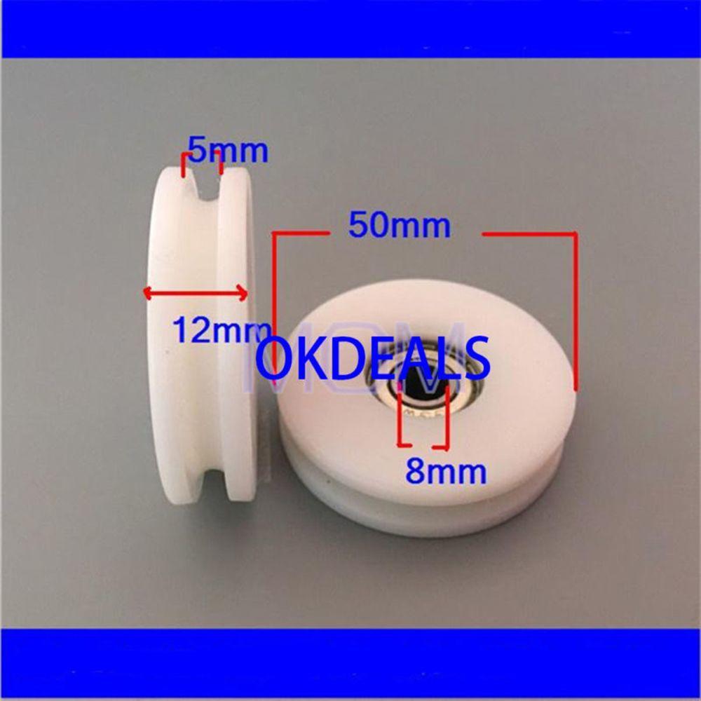 8*50*12mm Sealed Accessories Plastic Rope Wheel Groove Ball Bearing Pulley