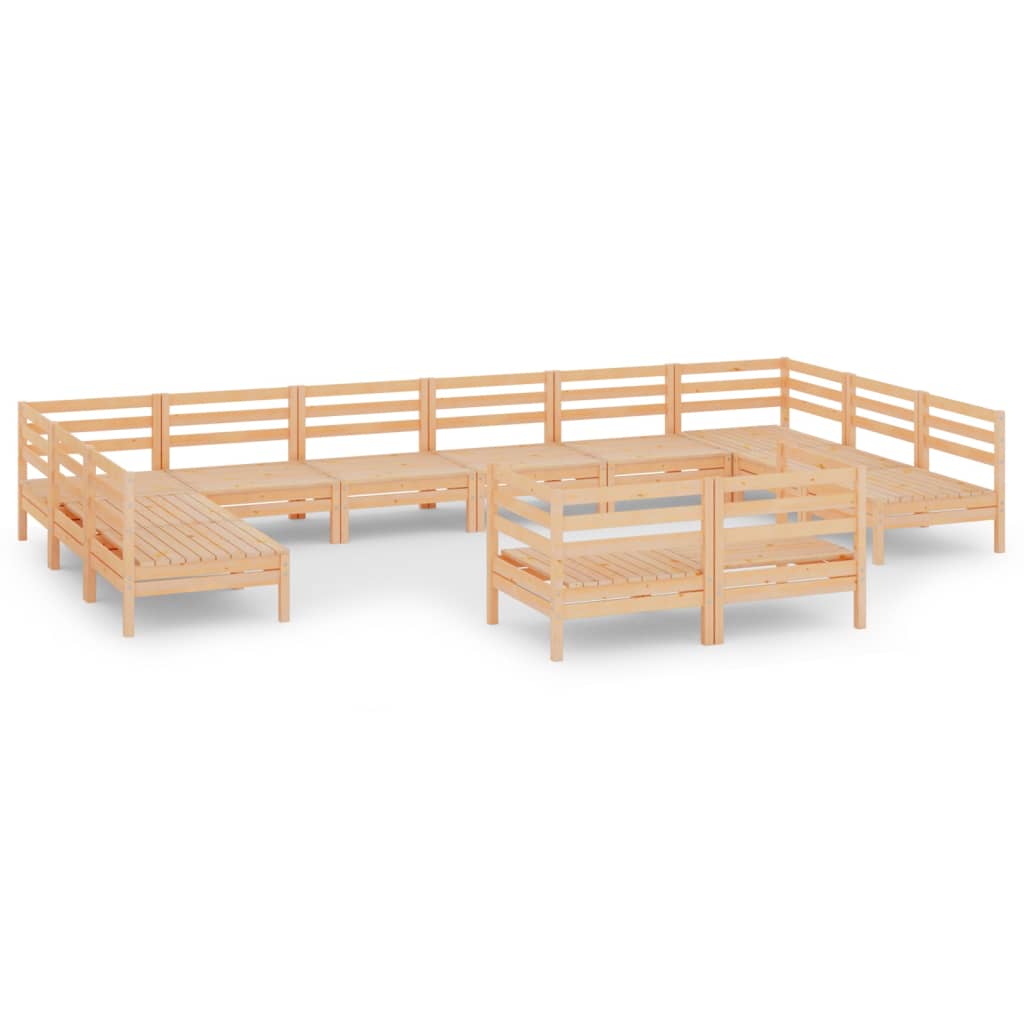 Vidaxl 12-Cz. Garden Lounge Set, Solid Pine Wood