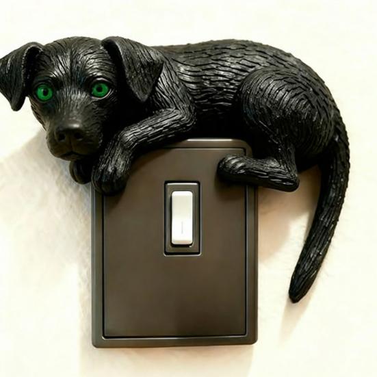 Black Cat Switch Cover 3D Dog Light Switch Cover Animal Toggle Switch Plate Cover Home Office Room Decorative Accessories