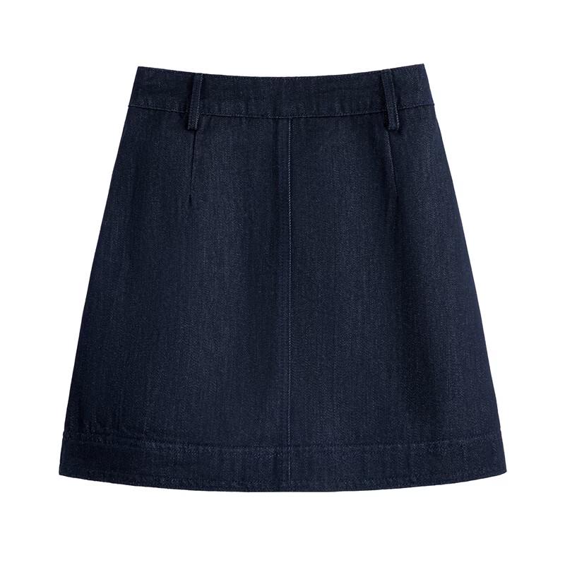 Dámská džínová áčková sukně s vysokým pasem, opraná