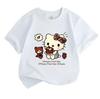 Cute Cartoon Cat Print Kids T Shirt 100% Cotton Short Sleeve Crew Neck Casual Tee for Boys Girls Sweet Chocolate Cake Bear Strawberry Pattern Soft Sum