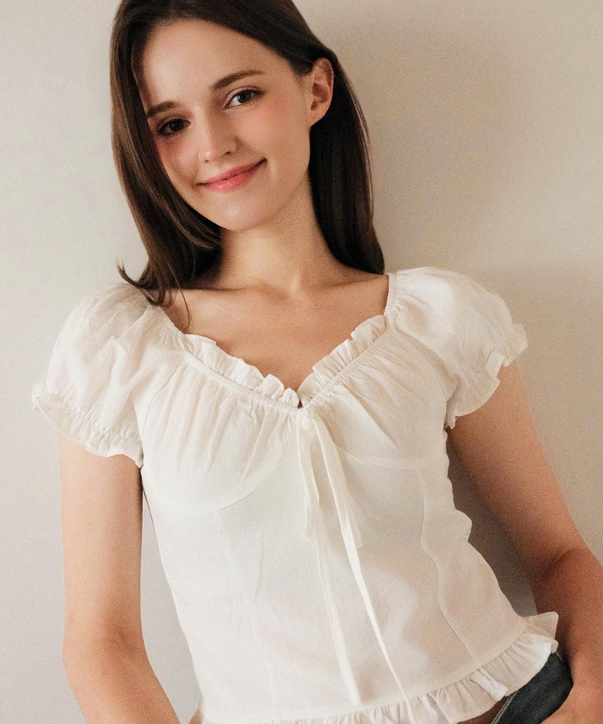 KOOLKITTEN Arden Frill Puff Sleeve Blouse