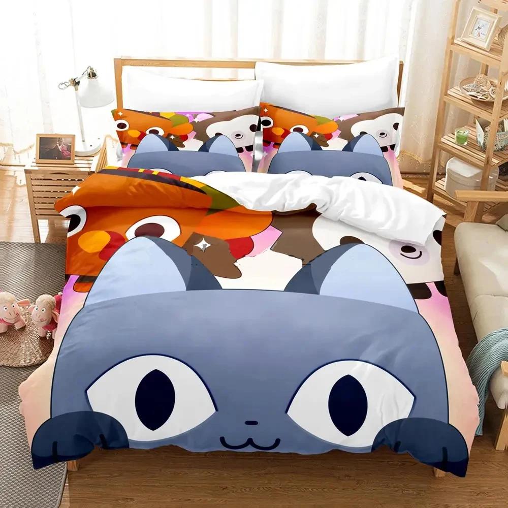 Cat Pet Simulator X Bedding Set Single Twin Full Queen King Size Aldult Bed Set Boys Bedroom Duvet Cover Sets Anime Bed Sheet Se