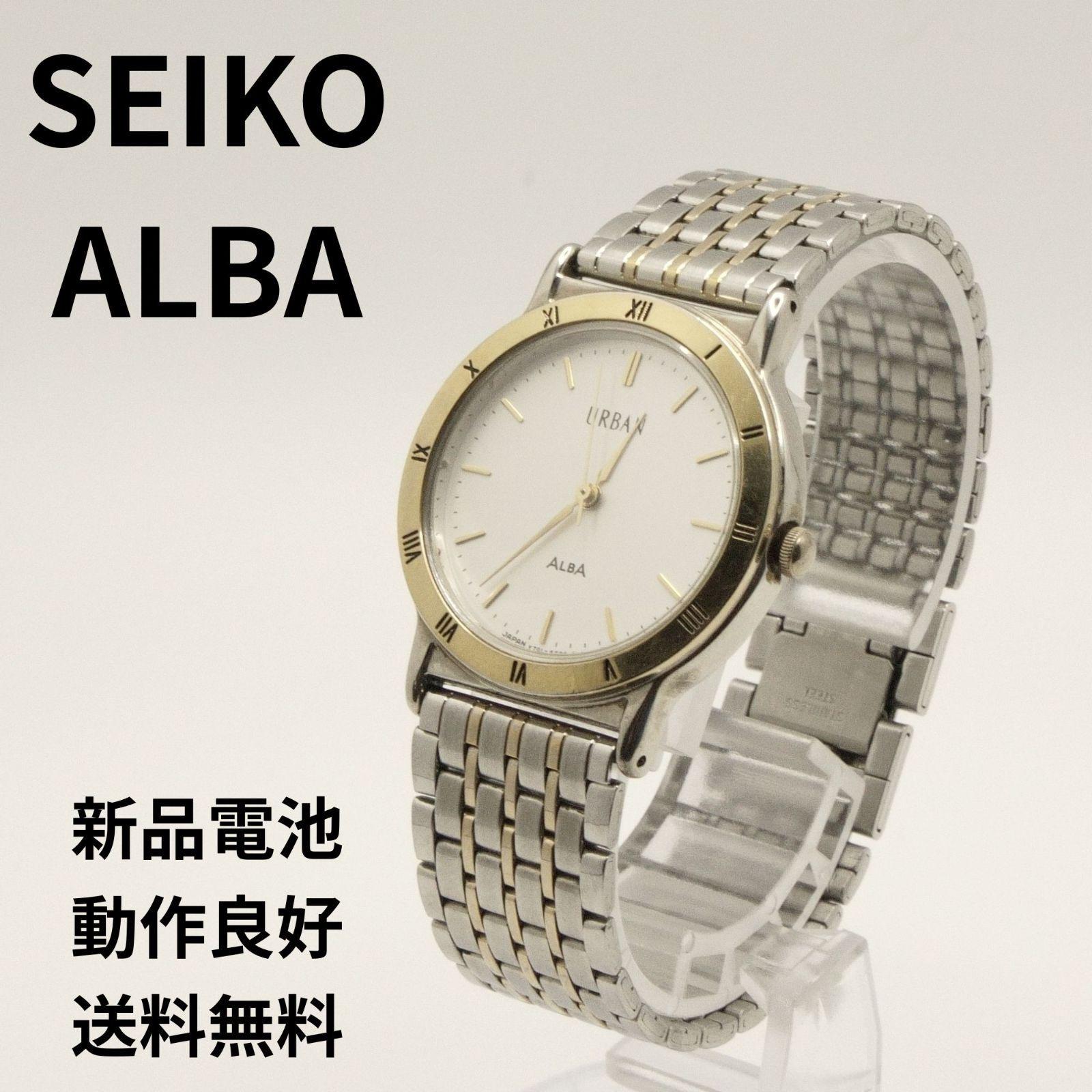 Used [New battery replaced] Seiko Alba URBAN White dial Arm circumference fixed at 15.5cm Good working combination metal (J0640)