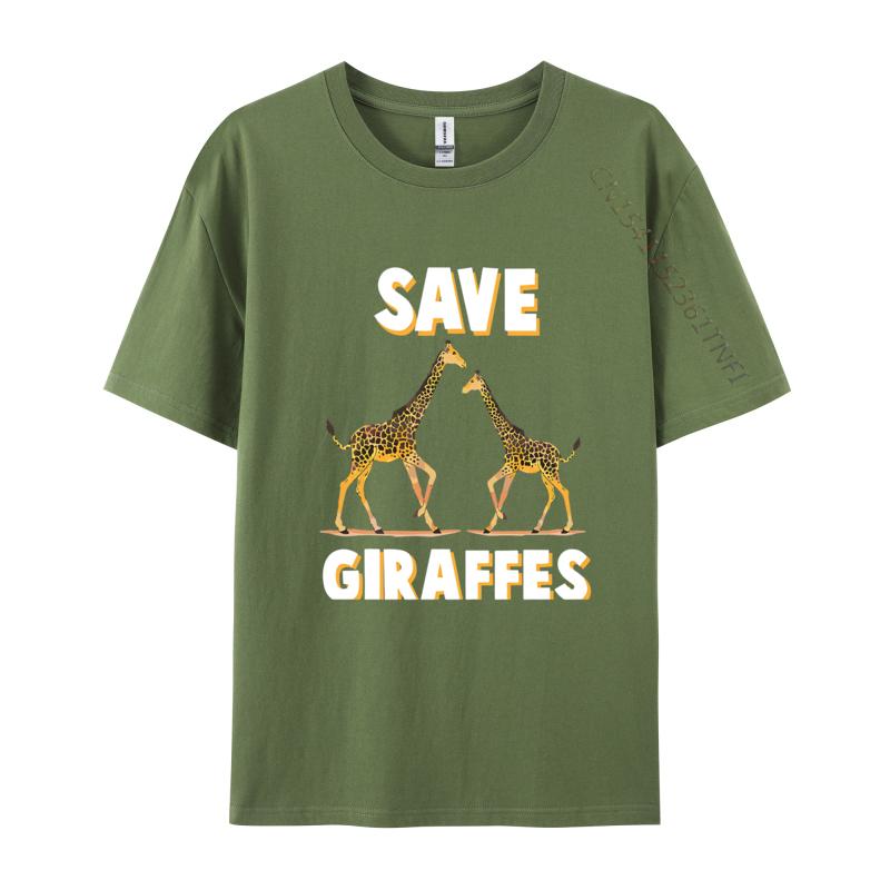Save The Giraffes Safari Conservation TShirt Custom Funny Men Tops Tees Custom Cotton Black Graphic T Shirts