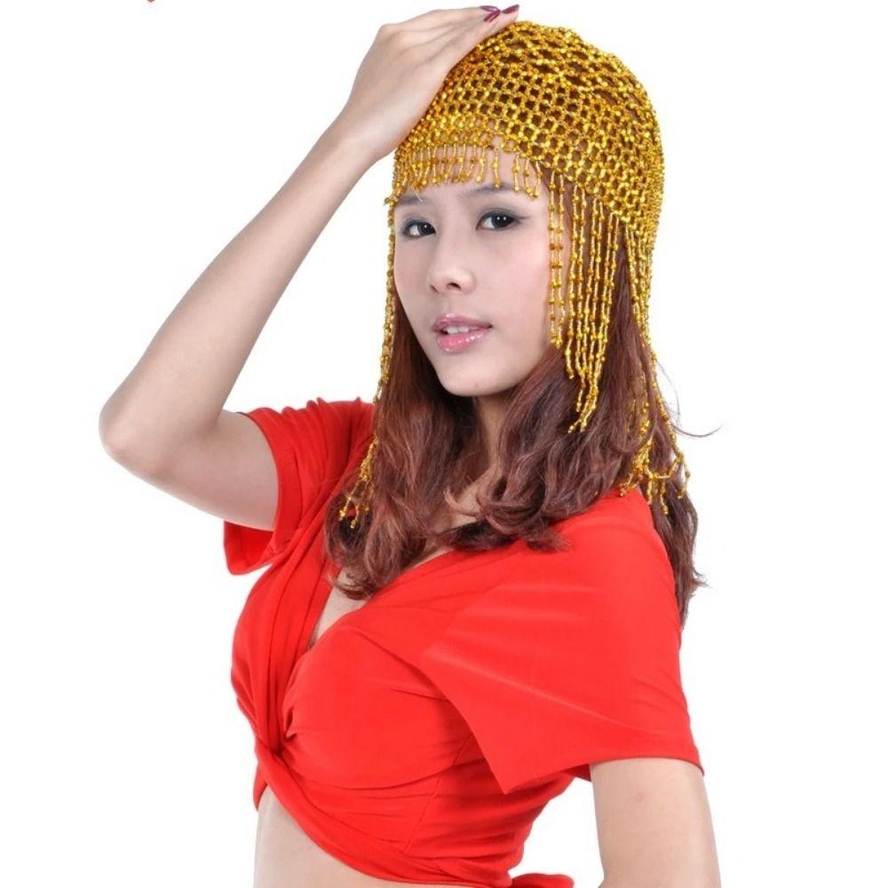 Shiny Belly Dance Head Cap Gold/Silver Women Hairpieces Bling Head Chain  Wedding