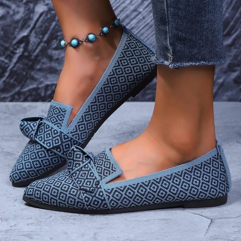 Women's Pointed Toe Bow Loafer Flats, Comfortable Non-Slip Moccasins, Plus Size Spring Fall Shoes