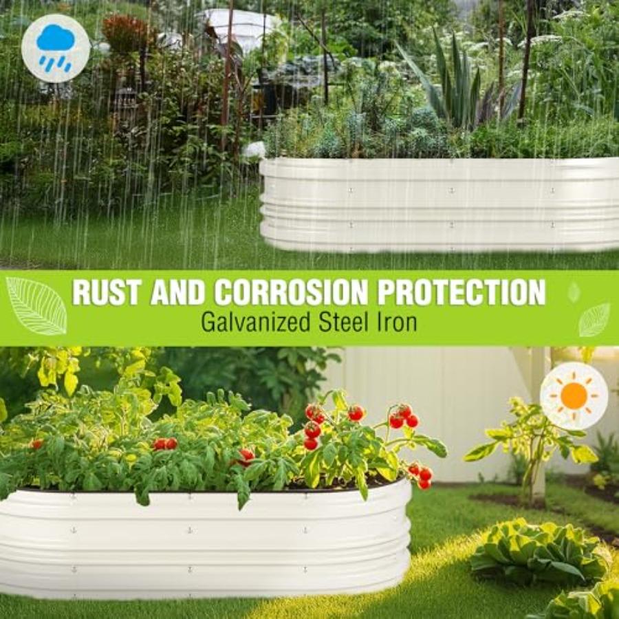 2PK 4x2x1ft Outdoor Galvanized Raised Garden Bed Kit Rust Corrosion Protection Easy Assembly Safe Edge Ideal for Vegetables Flo