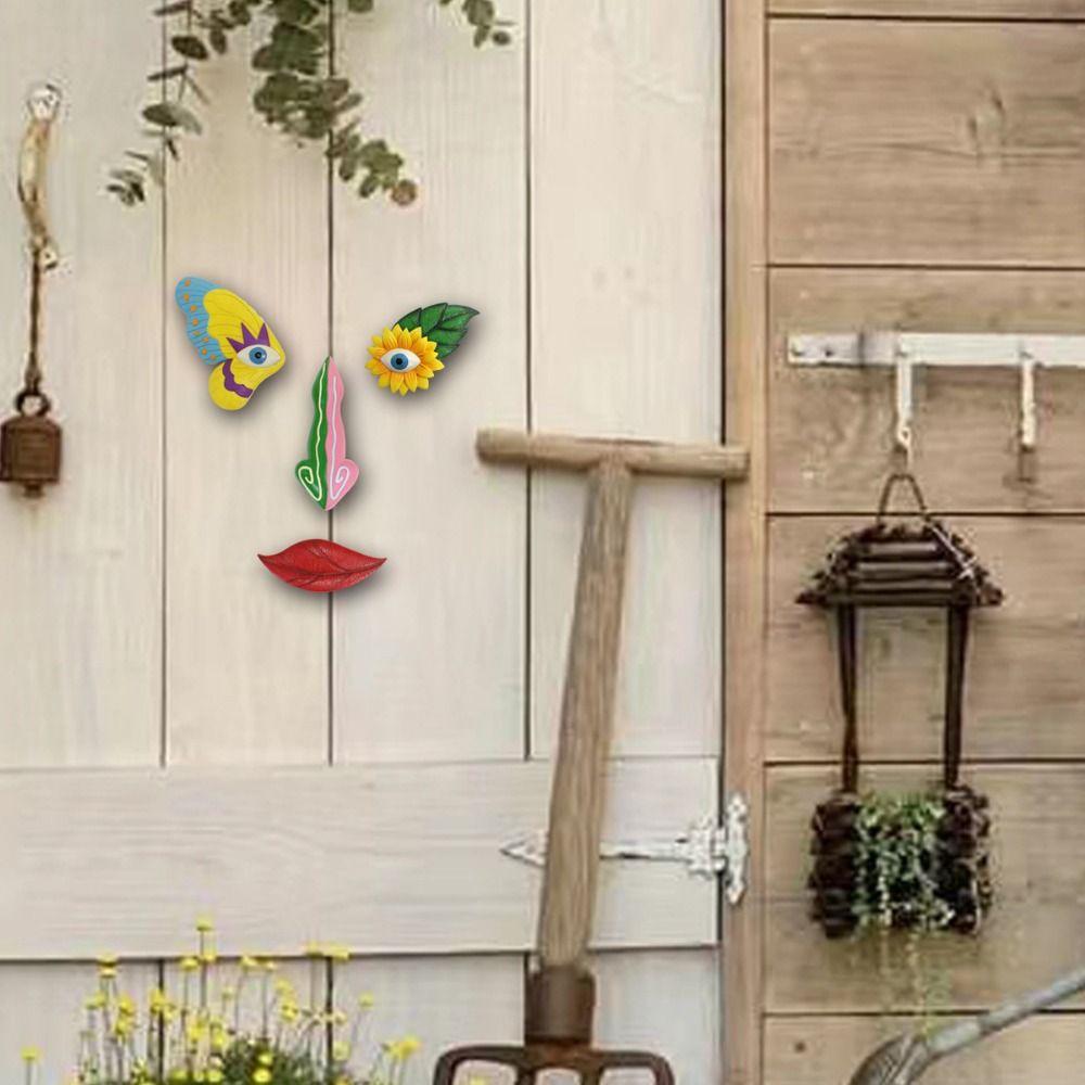 1 Set Colorful Butterfly Tree Face Pendants Unique Resin Garden Sculptures  Home Decor