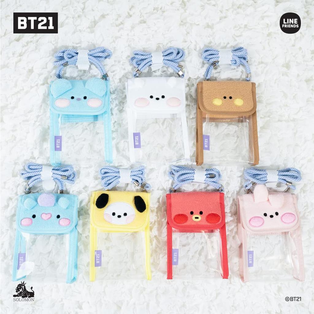 Solomon Shoji BT21 Minini PVC Bag, Clear Pouch, Smartphone Pouch, Mini Shoulder Bag, Smartphone Shoulder Bag, Operates While Charming (RJ)