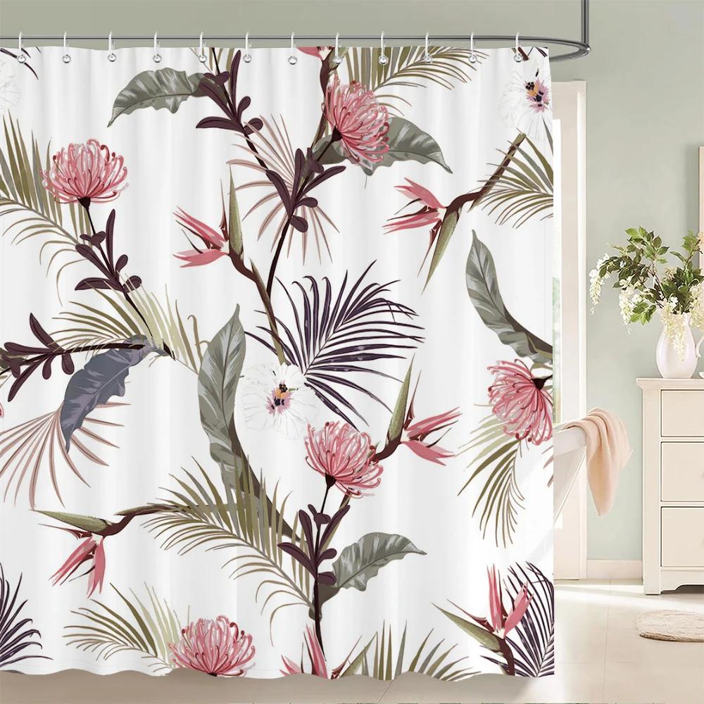 Home shower curtain for bathroom waterproof fabric modern minimalist floral style bathroom Curtain with hooks decorative curtain