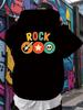 Black Hoodie with "ROCK" Graphic - Bold Orange Lettering