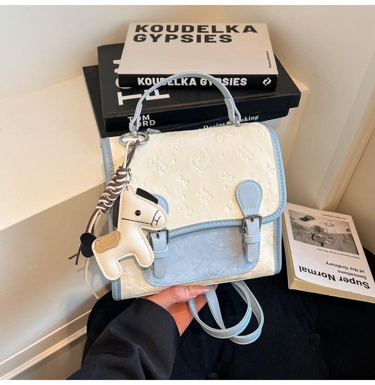 Женский повседневный ручной дорожный рюкзак в корейском стиле, милый мультяшный - 2026 Новый универсальный маленький рюкзак синий