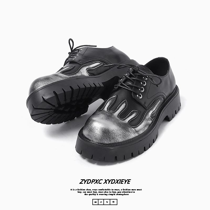 Thick soled men's leather shoes Trendy and personalized design style Leisure Outdoor Party office street walking Daily shoes New